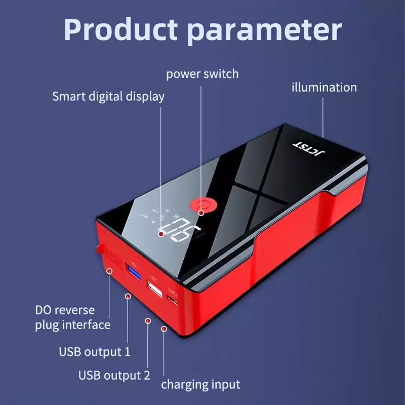 Booster Démarreur Voiture 20000mAh JCTST 2000A avec Charge Rapide USB – Image 3