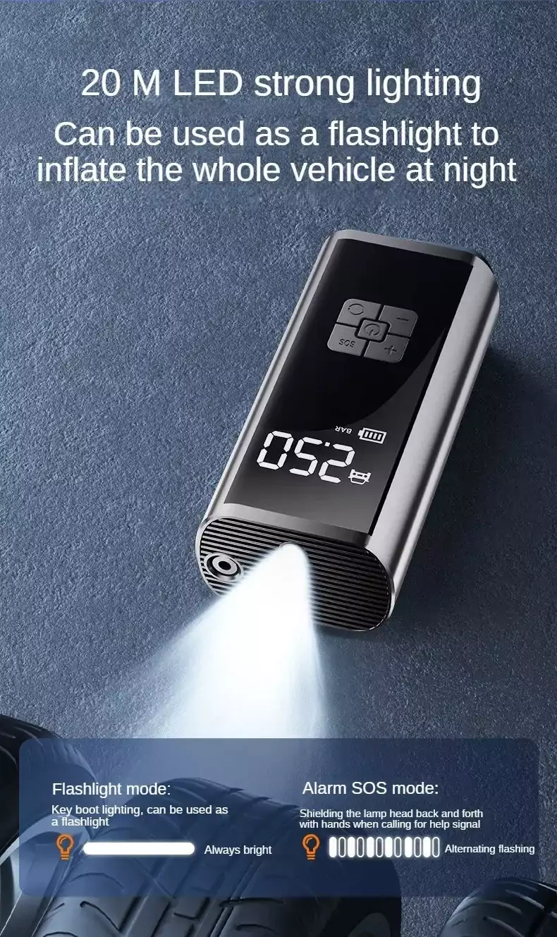 Gonfleur sans fil EAFC 150 PSI, 6000 mAh, écran LCD, portable, USB rechargeable – Image 21