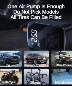 Alternative view of Gonfleur de pneus sans fil EAFC – 150 PSI, 12V, portable, USB rechargeable