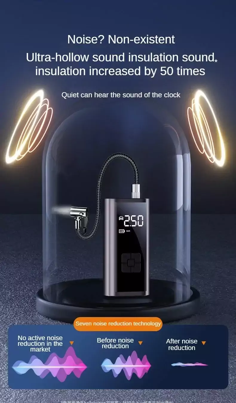 Gonfleur sans fil EAFC 150 PSI, 6000 mAh, écran LCD, portable, USB rechargeable – Image 16
