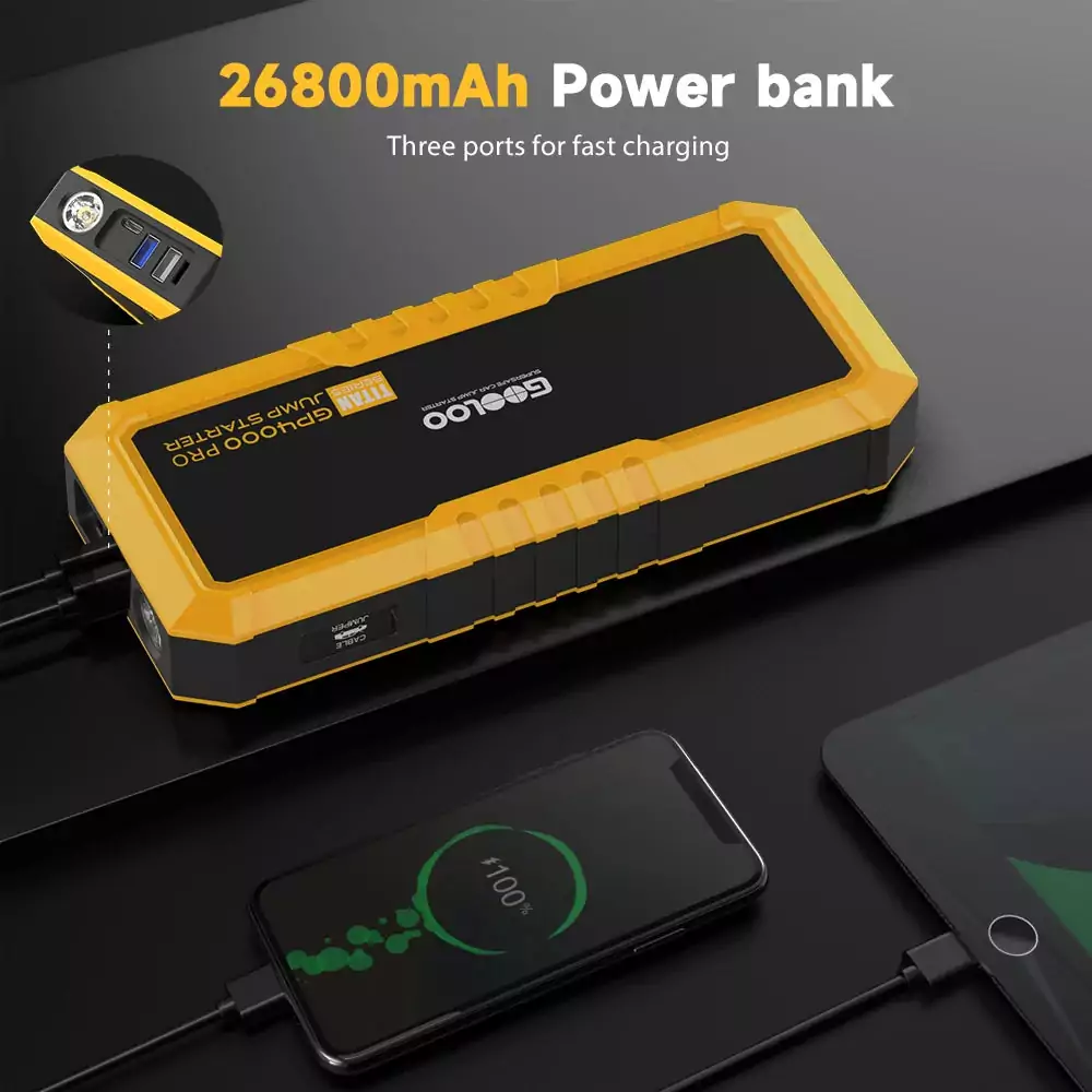 Booster batterie GOOLOO GP4000 12V avec Power Bank 26800mAh et LED – Image 4