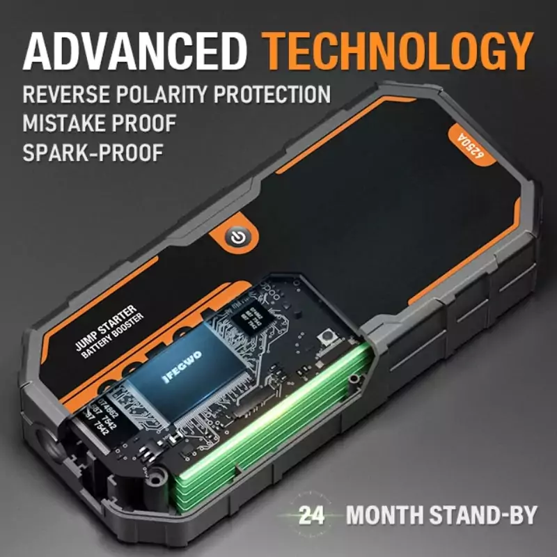 Booster de batterie JF.EGWO – Power Bank 12V 20 000 mAh avec USB & Lampe LED – Image 4